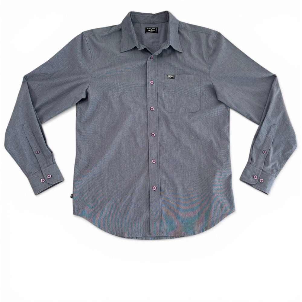 Kimes Ranch Large Blue Coolmax Stretch Western Button Down Men's Shirt
